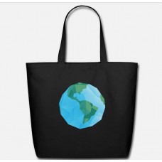 Polygonal Earth Black Eco-Friendly Tote Bag